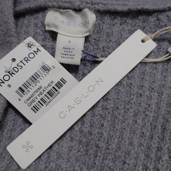 Caslon Open Front Cardigan Sweater Pockets LONG Sleeves In Grey Size S NWT - Picture 2 of 11